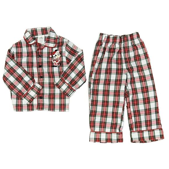 Disney Parks Store Minnie Mouse‎ Plaid Pajama Set Holiday Christmas  Size 2 - Picture 1 of 10